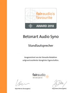 fairaudio favourite award 2018 BETONart-audio 1